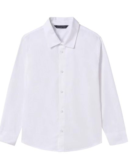 Kids Atelier-Mayoral-Boys White Long Sleeve Shirt