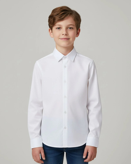 Kids Atelier-Mayoral-Boys White Long Sleeve Shirt