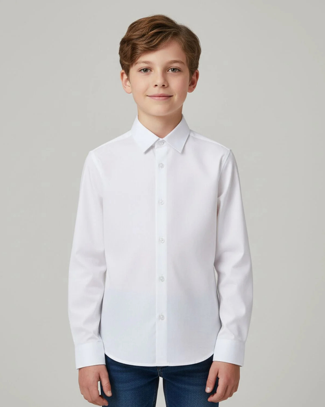 Kids Atelier-Mayoral-Boys White Long Sleeve Shirt