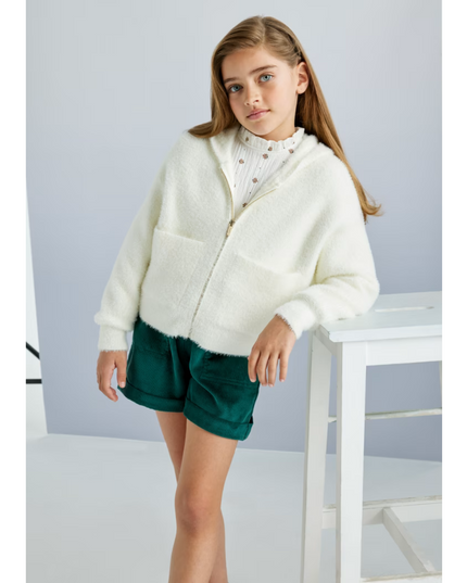 Kids Atelier-Mayoral-Girl Knit Zip Hoodie