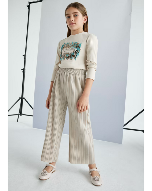 Kids Atelier-Mayoral-Girl Pleated Trousers