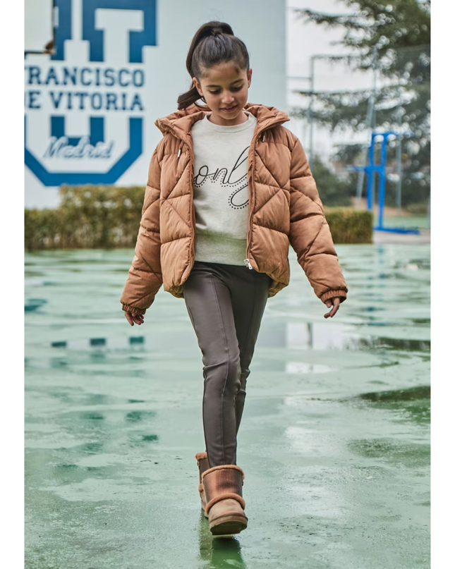 Kids Atelier-Mayoral-Girl Faux Leather Leggings