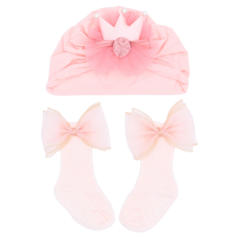 Pink Bow and Flower Crown Gift Set