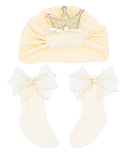 Yellow Bow Flower Crown Gift Set