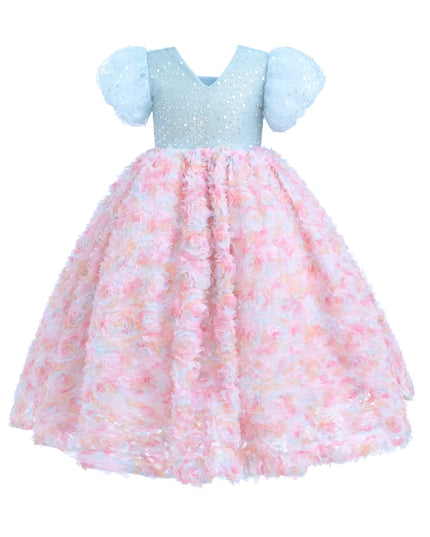 Blue Pastel Pink Floral Latona Dress