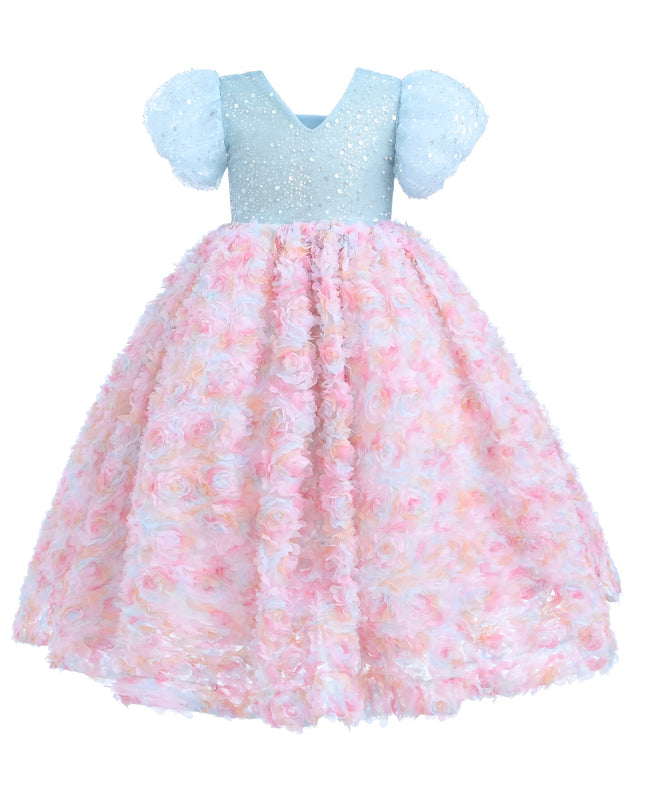 Blue Pastel Pink Floral Latona Dress
