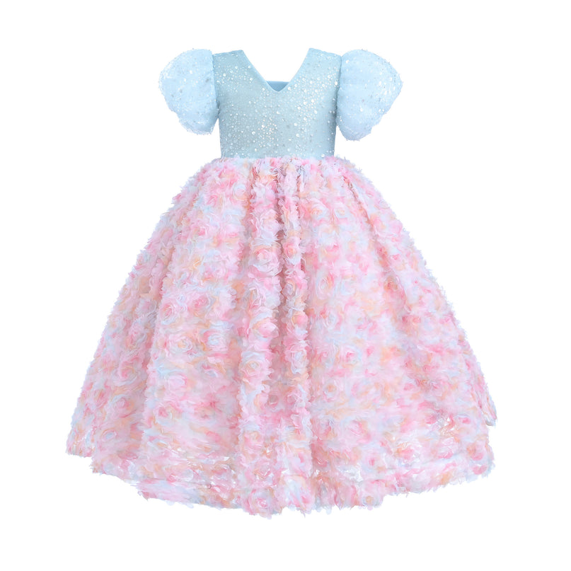 Blue Pastel Pink Floral Latona Dress
