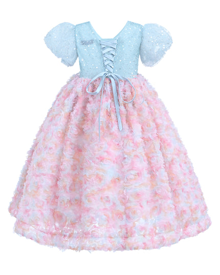 Blue Pastel Pink Floral Latona Dress