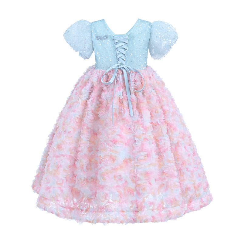 Blue Pastel Pink Floral Latona Dress