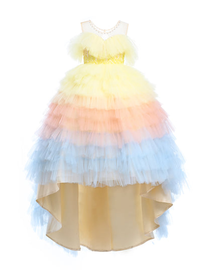 Yellow Tiered Pastel Ruffle Callecita Dress