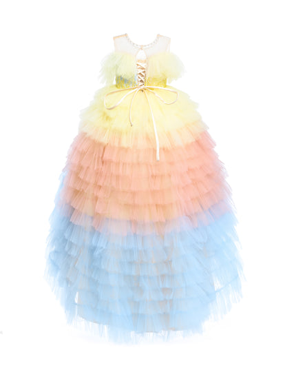 Yellow Tiered Pastel Ruffle Callecita Dress