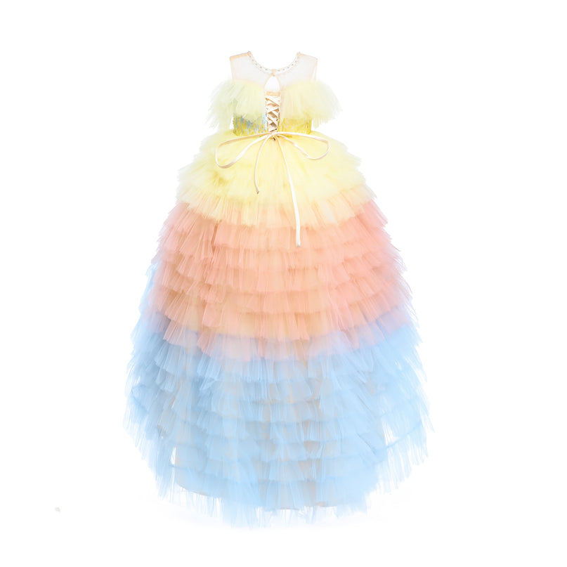 Yellow Tiered Pastel Ruffle Callecita Dress