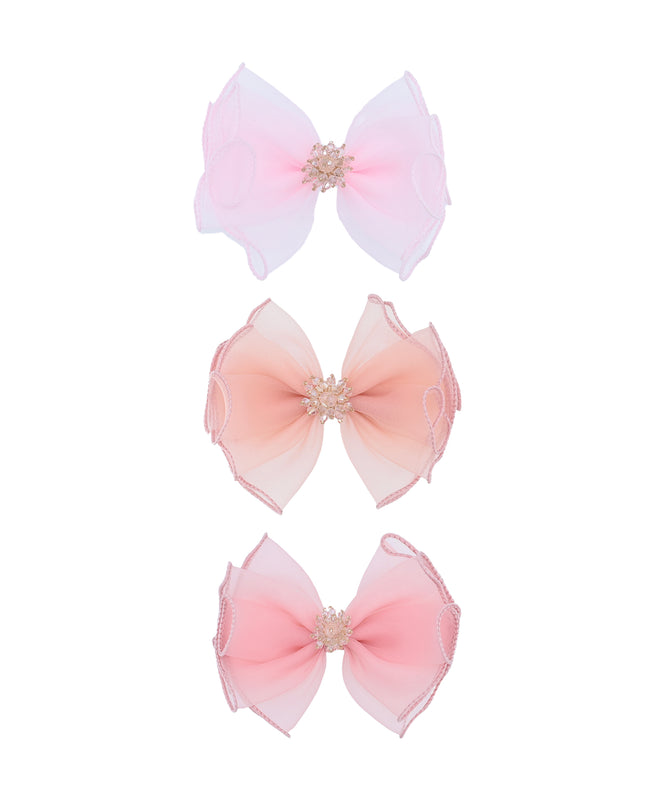 Multicolor Crystal Flower Bow Hairclip Set