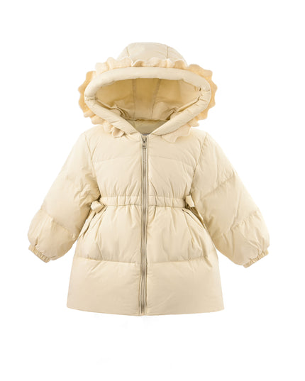 kids atelier mimitutu Beige Ruffle-Hood Coat with Matching Scarf