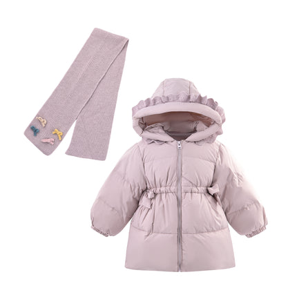 kids atelier mimitutu purple Ruffle-Hood Coat with Matching Scarf