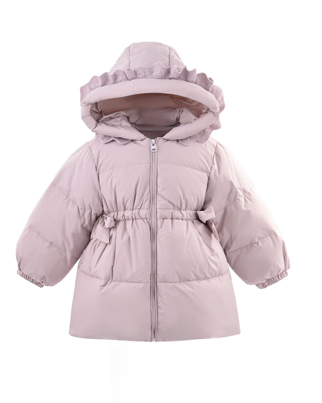 kids atelier mimitutu purple Ruffle-Hood Coat with Matching Scarf
