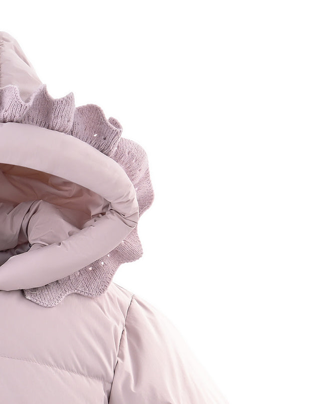 kids atelier mimitutu purple Ruffle-Hood Coat with Matching Scarf