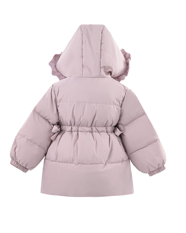 kids atelier mimitutu purple Ruffle-Hood Coat with Matching Scarf