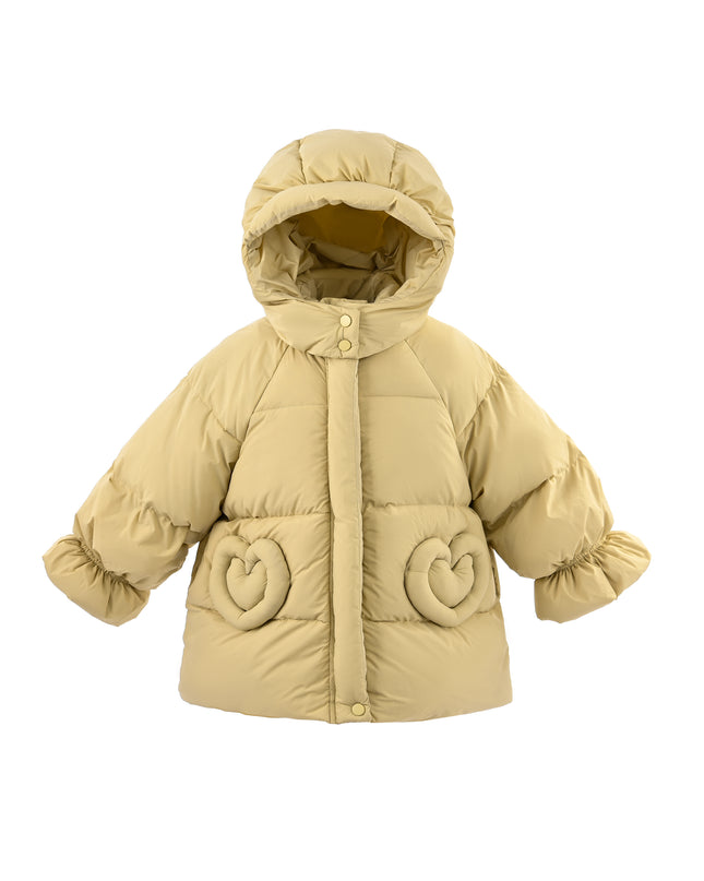 kids atelier mimi tutu Yellow Glow Heart-Pocket Puffer Jacket