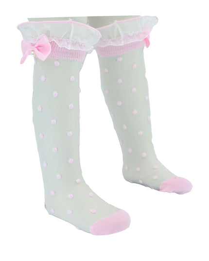 kidsatelier-mimitutu-Transparent-Polka-Dot-Bow-Trim-Socks