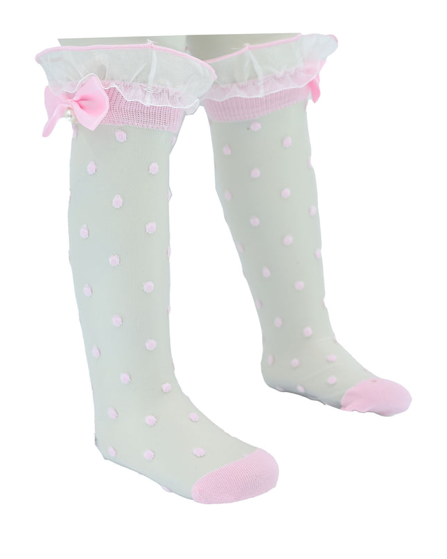 kidsatelier-mimitutu-Transparent-Polka-Dot-Bow-Trim-Socks