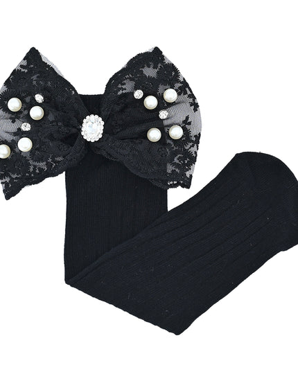 kidsatelier-mimitutu-Pearl-Ribbon-Rhinestone-Bow-Socks