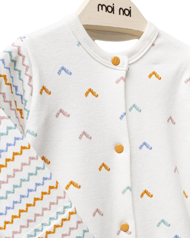 Kids Atelier-Moi Moi-Multicolor Zigzag One-Piece Set