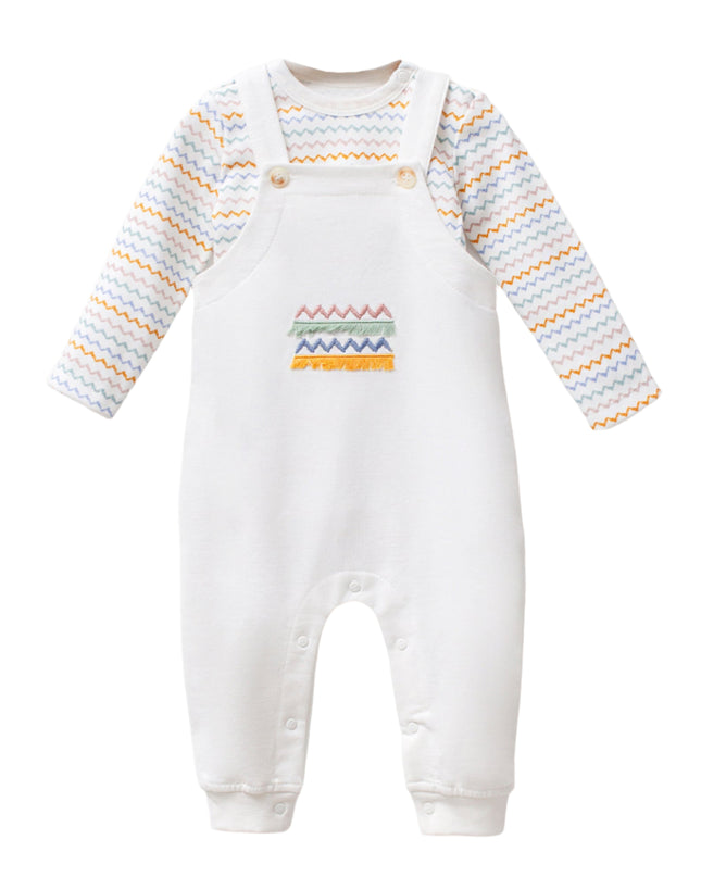 Kids Atelier-Moi Moi-Multicolor Zigzag Overalls Set