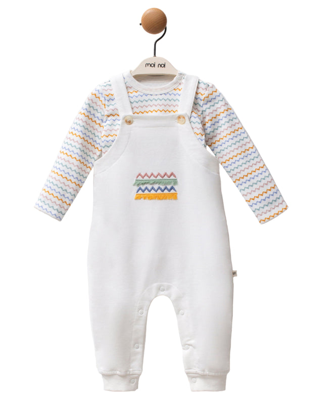 Kids Atelier-Moi Moi-Multicolor Zigzag Overalls Set