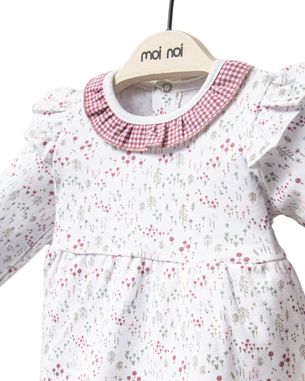 Kids Atelier-Moi Moi-Pink Flower Neckline Ruffle Outfit