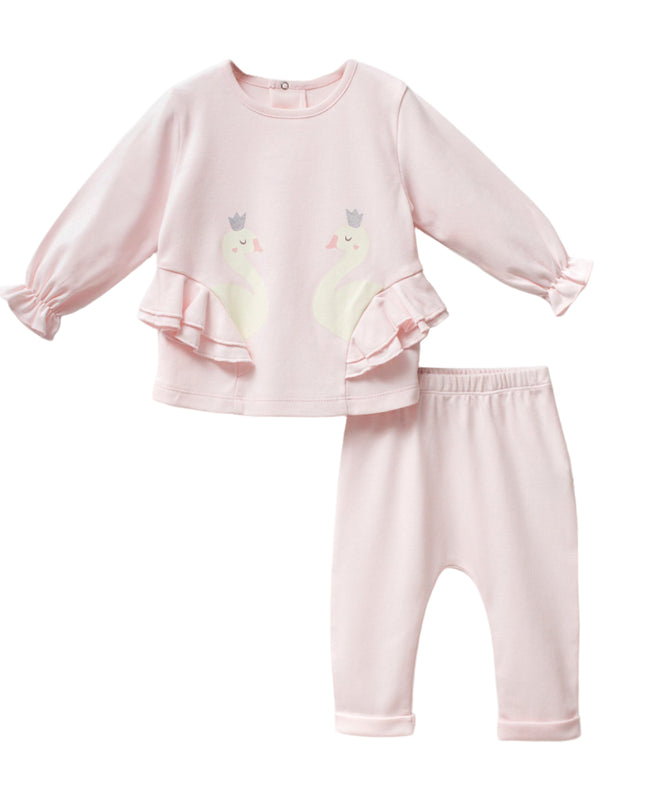 Kids Atelier-Moi Moi-Pink Swan Ruffle Outfit Set