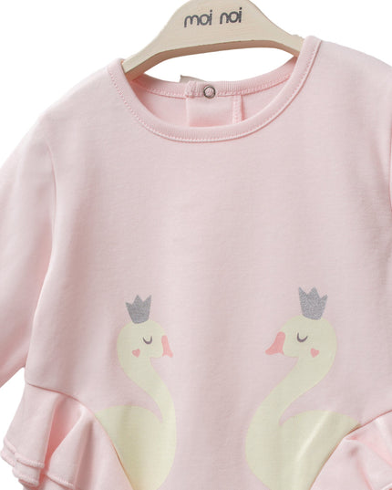 Kids Atelier-Moi Moi-Pink Swan Ruffle Outfit Set