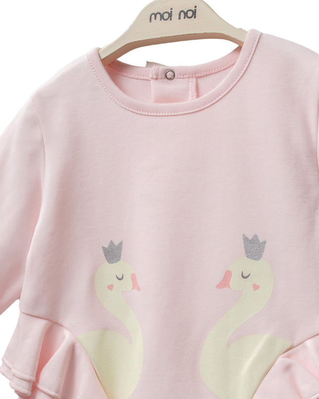 Kids Atelier-Moi Moi-Pink Swan Ruffle Outfit Set
