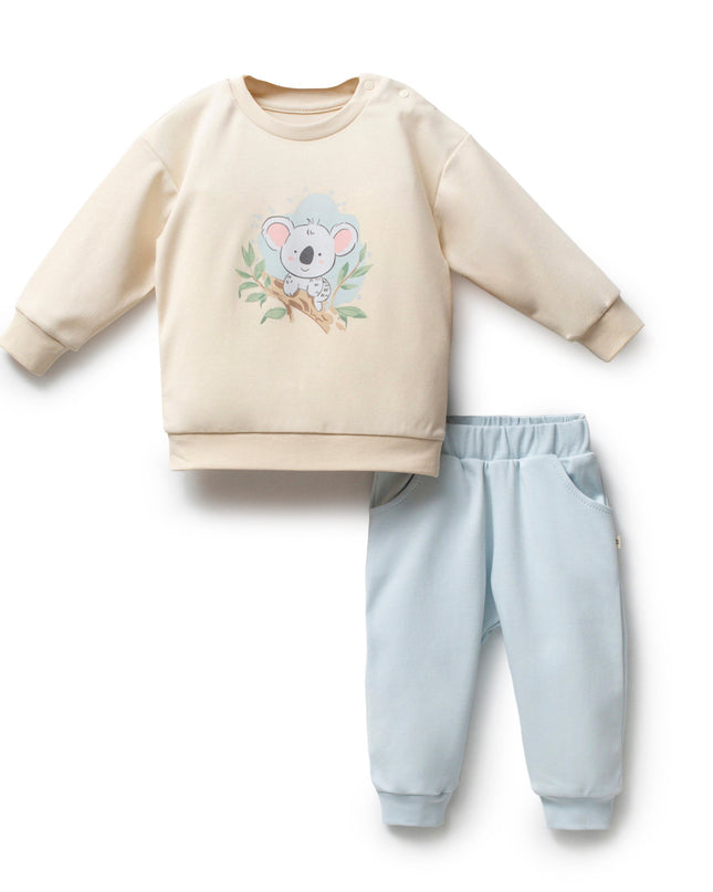 Kids atelier-Moi Moi-Beige Koala Sweat Set