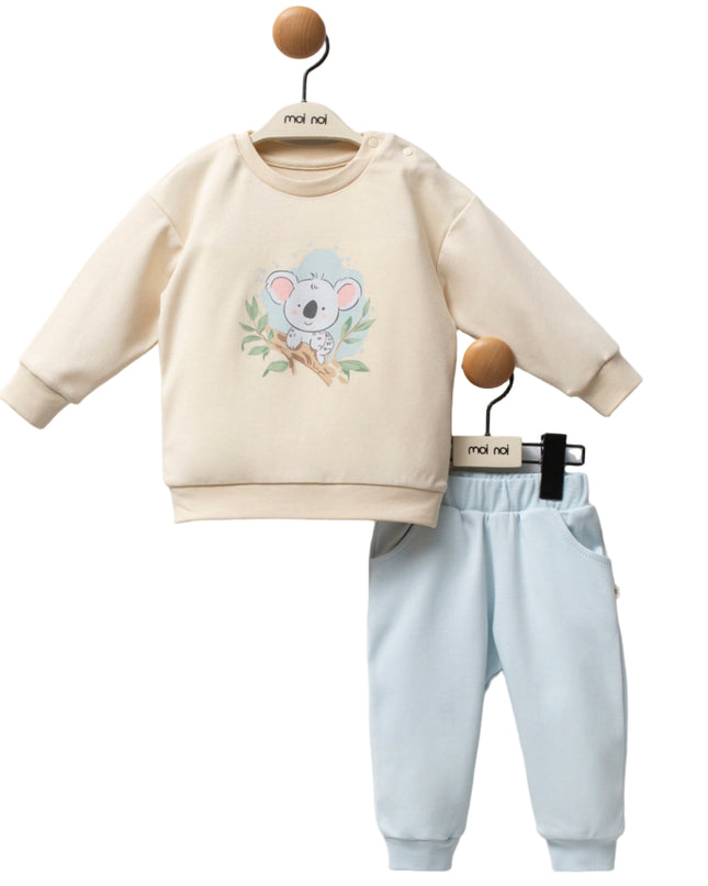 Kids atelier-Moi Moi-Beige Koala Sweat Set