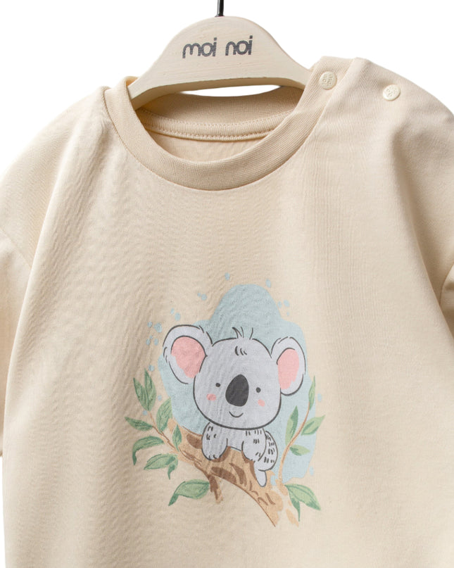 Kids atelier-Moi Moi-Beige Koala Sweat Set