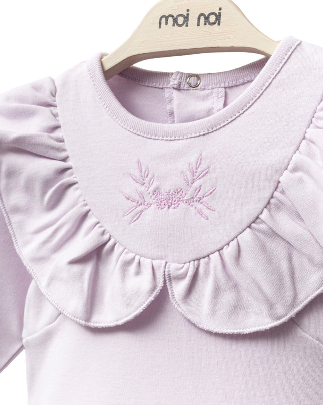 Kids atelier-Moi Moi-Lilac Butterfly Neckline Ruffle Top
