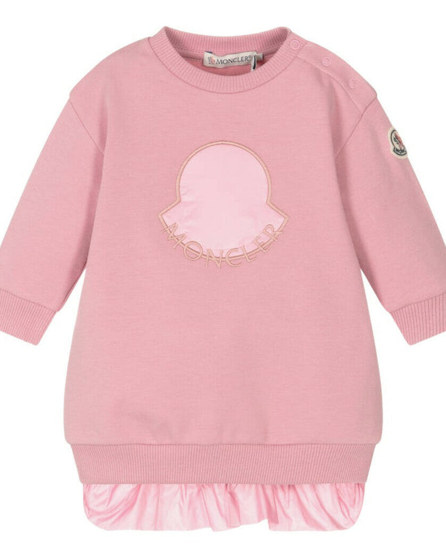 Kids Atelier-Moncler-Pink Cotton Sweatshirt Dress