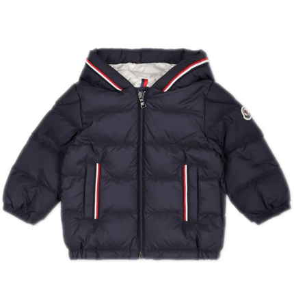 Kids Atelier-Moncler-Navy Baby Boy's Hooded Down Jacket with Padded Design