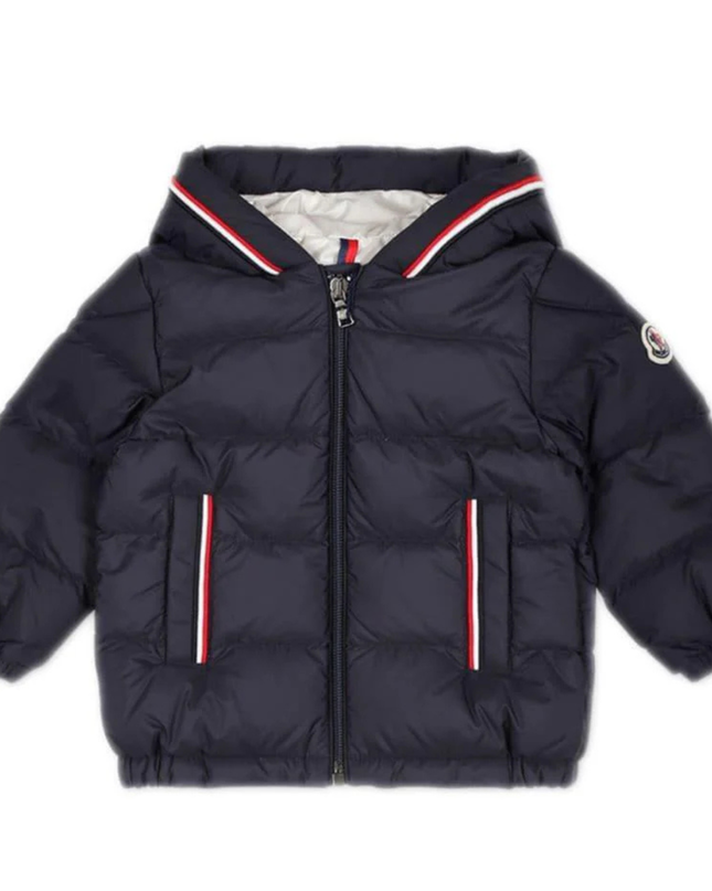 Kids Atelier-Moncler-Navy Baby Boy's Hooded Down Jacket with Padded Design