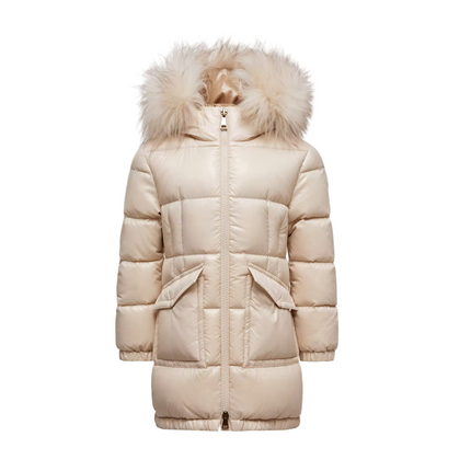 Kids Atelier-Moncler-Champagne Trimmed Hodded Down Jacket