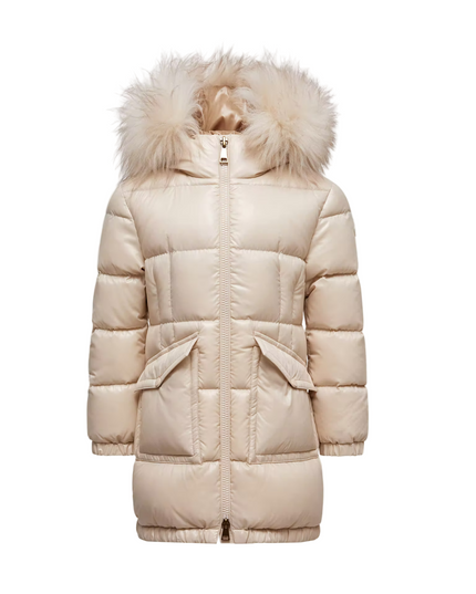 Kids Atelier-Moncler-Champagne Trimmed Hodded Down Jacket