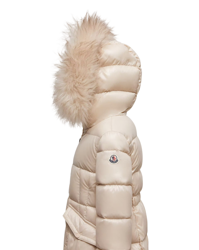 Kids Atelier-Moncler-Champagne Trimmed Hodded Down Jacket