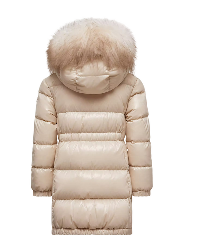 Kids Atelier-Moncler-Champagne Trimmed Hodded Down Jacket