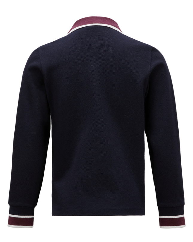 Kids Atelier-Moncler-Navy Long Sleeve Polo Shirt