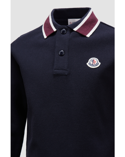 Kids Atelier-Moncler-Navy Long Sleeve Polo Shirt