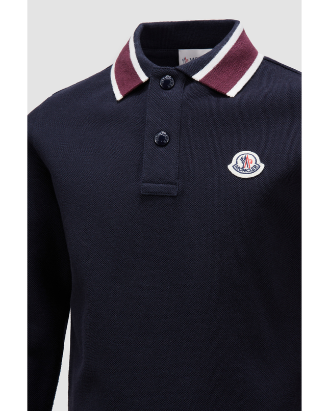 Kids Atelier-Moncler-Navy Long Sleeve Polo Shirt