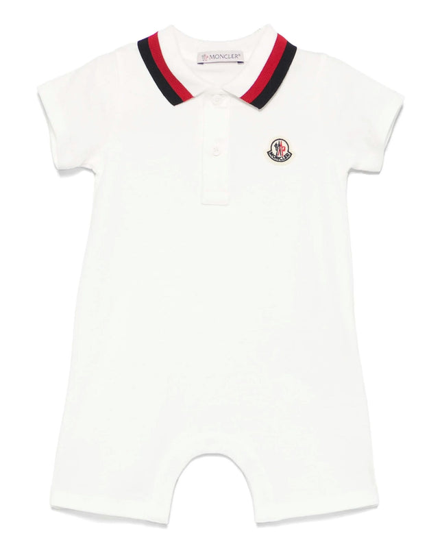 Kids Atelier-Moncler-Tricolor-Trimmed Cotton Romper