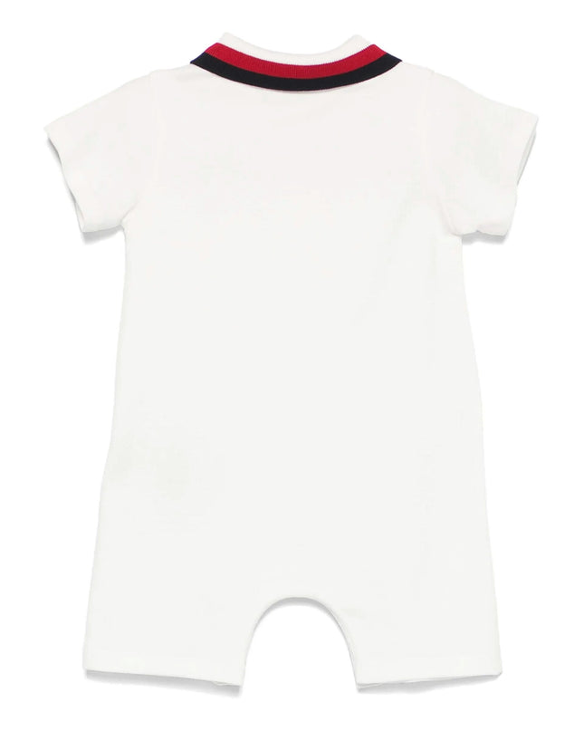 Kids Atelier-Moncler-Tricolor-Trimmed Cotton Romper