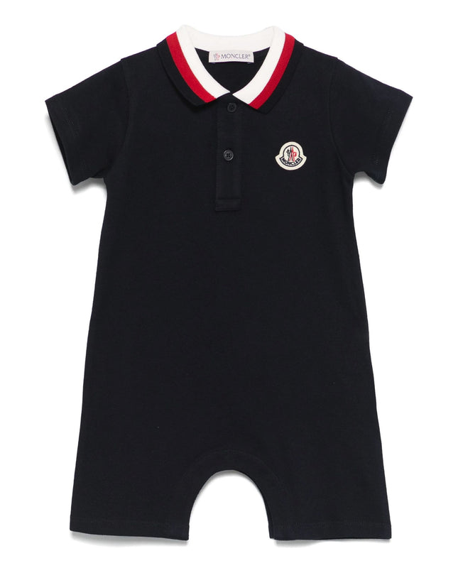 Kids Atelier-Moncler-Tricolor-Trimmed Cotton Romper